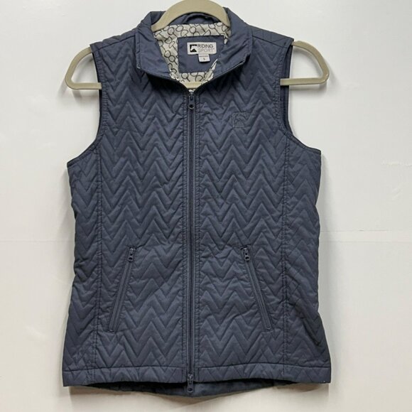 Riding Sport Womens Quilted Vest‎ S Lightweight Zip up  Pockets Gray/Blue - Picture 1 of 15